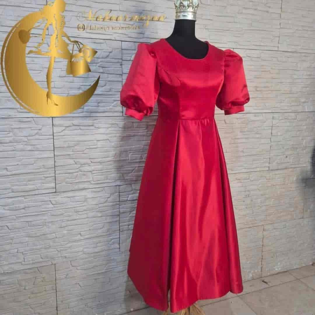 پیراهن مجلسی دامن پیلی و آستین پفی